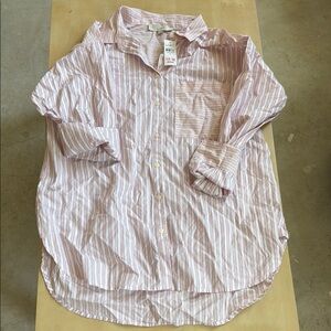 NEW NWT LOFT Pink Striped Button Down Shirt new with tags medium